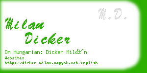 milan dicker business card